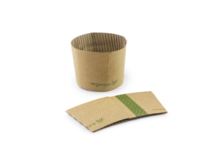 Q2 Vegware 89-Series Compostable Large Kraft Clutches fits 10 - 20 ounce hot cups